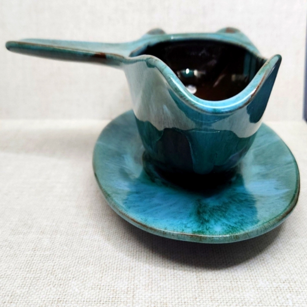 CCC (Canadian Ceramic Craft) Pottery Gravy Boat with Underplate, 1960s, Canada - Picture 4 of 12